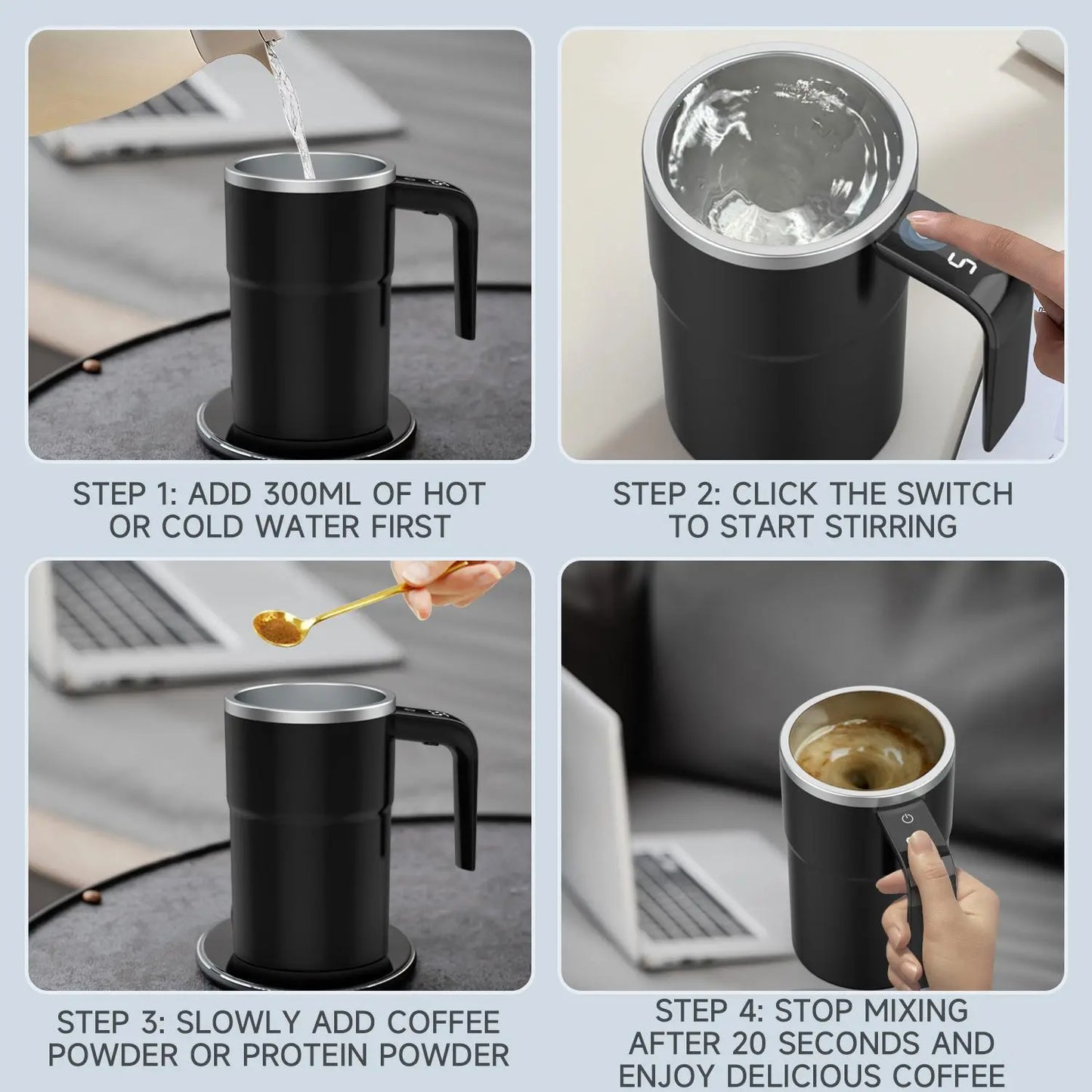 Intelligent Stirring Coffee Cup with Temperature Display